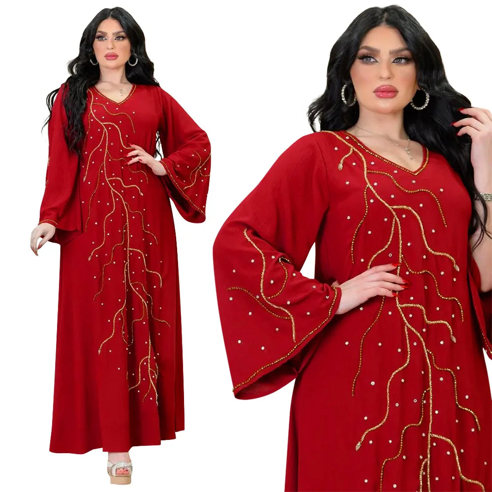 Caftan Eid Elegant Muslim Women Dress Ramadan Party Dubai Abaya Turkey Islam Long Evening Dresses Musulmane Elegant Vestidos