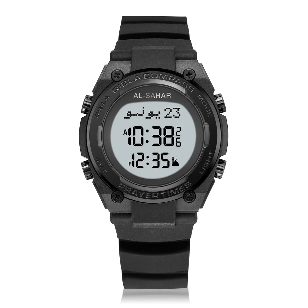 2025 New Arrival Muslim AZAN Watch Digital Sport Alarm AL FAJR Prayer Times Muslim Islamic Arabic Dial Qibla Clock