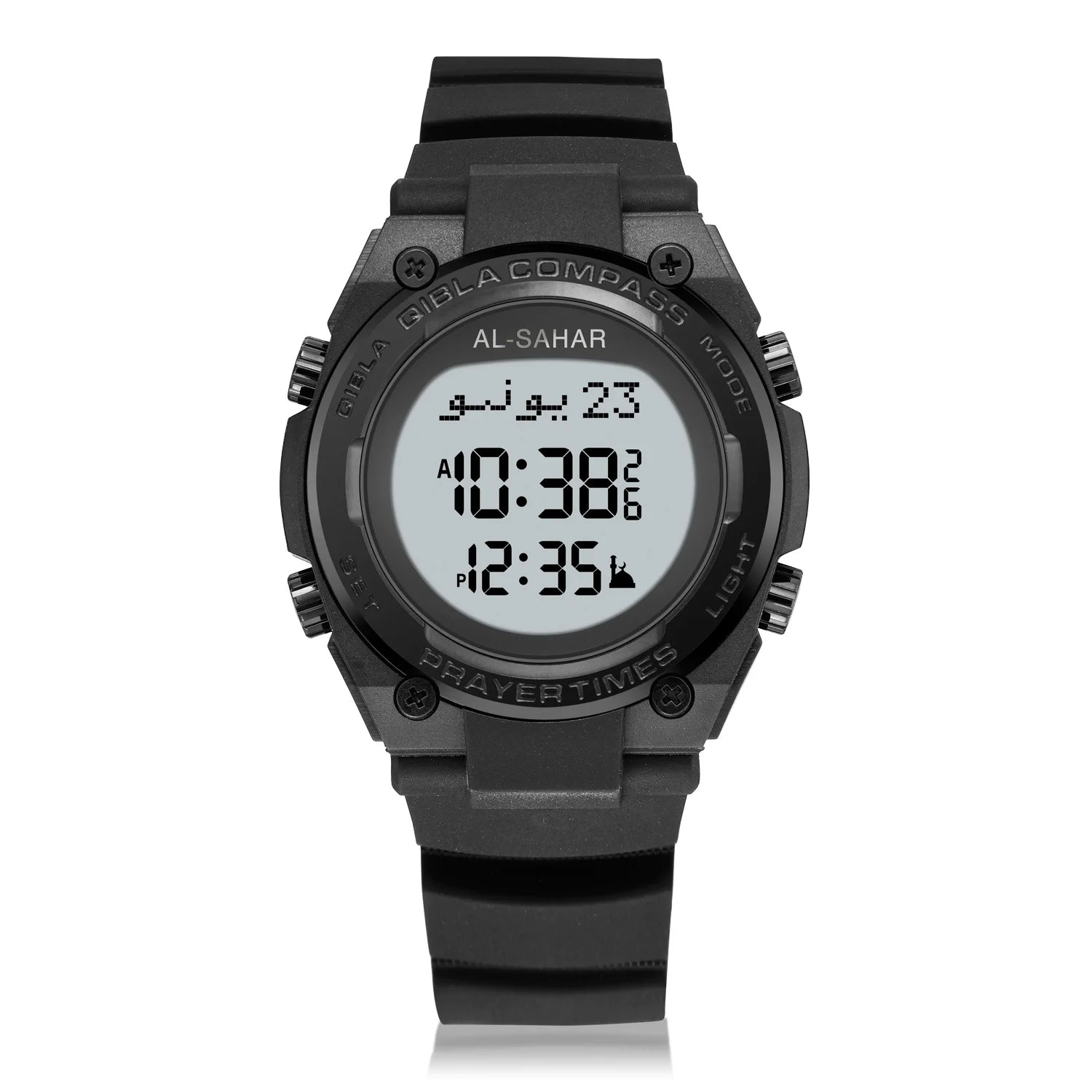 2025 New Arrival Muslim AZAN Watch Digital Sport Alarm AL FAJR Prayer Times Muslim Islamic Arabic Dial Qibla Clock