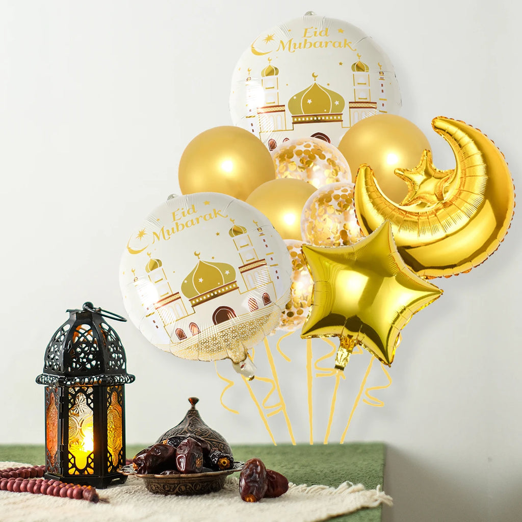 Eid Mubarak Balloons Ramadan Decor for Home Eid Mubarak Letters Balloon Ramadan Kareem Islamic Muslim Party Eid Al Adha Gifts