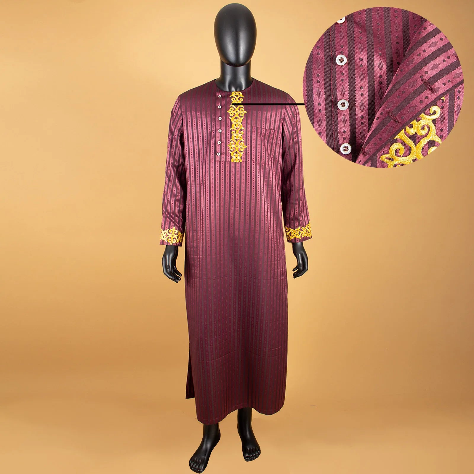 Muslim Jubba for Men Quality Thobe Tailor Made Single Breasted Loose Casual Style Long Robe for Event Wedding