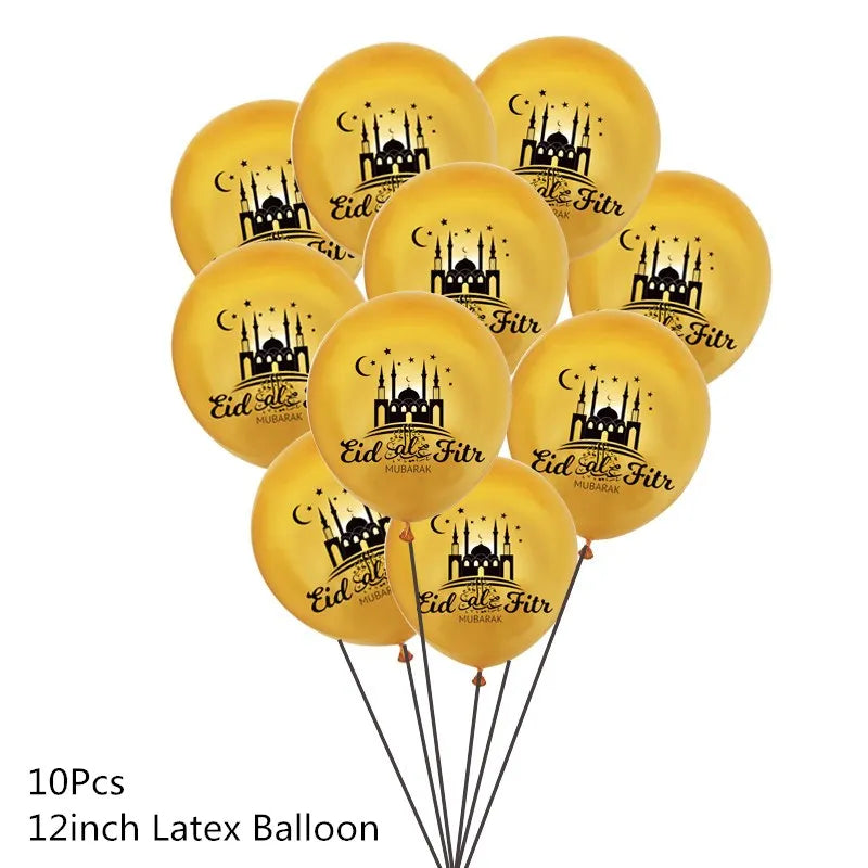 10Pcs Eid Umrah Mubarak Latex Balloon Ramadan Kareem Festival Muslim Islamic Ramadan Party Eid Al-Firt Home Decoration Supplies