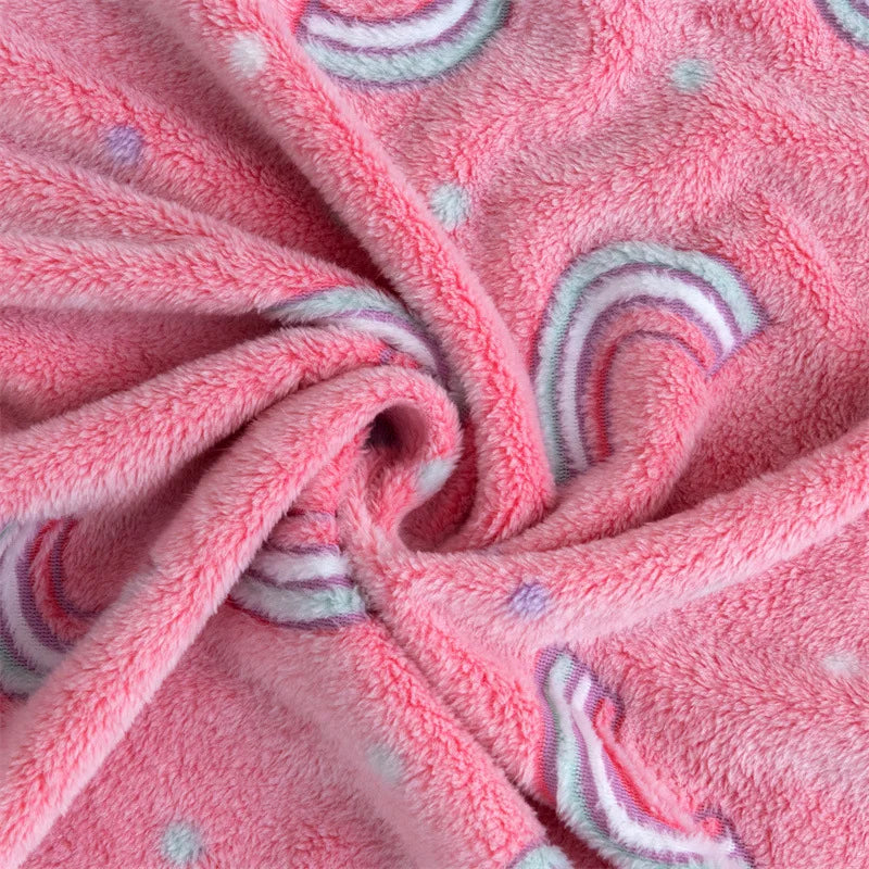 Magical Luminous Flannel Throw Blankets Night Fluorescent Fluffy Kids Blanket Star Moon Warm Sofa Bedspread Nap Leisure Covering