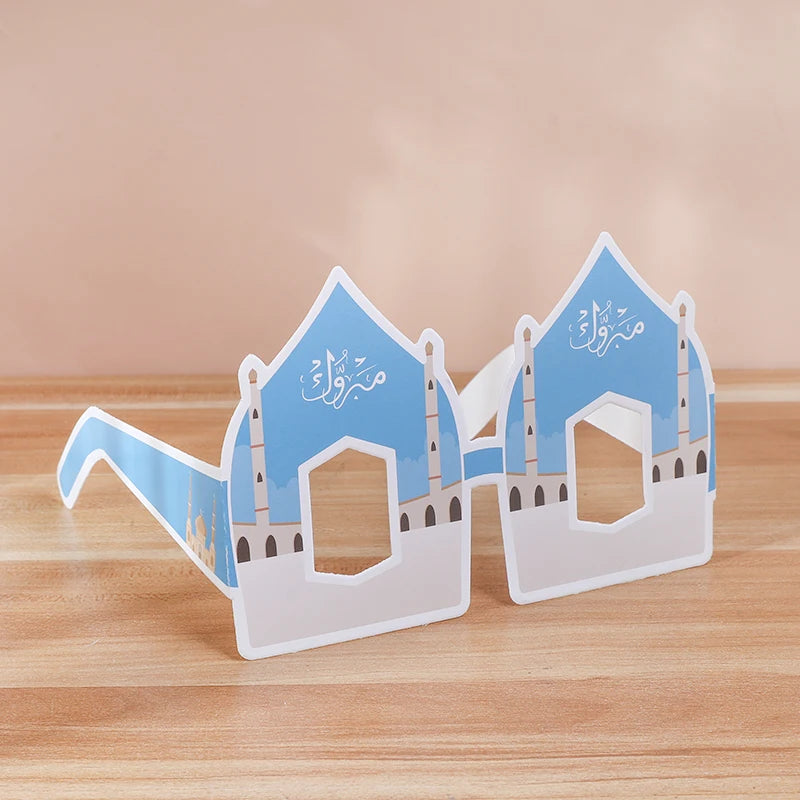 12pcs EID Mubarak Paper Glasses Ramadan Decorations For Home Islamic Muslim Party Supplies Photo Booth Props Gifts Eid Al Adha