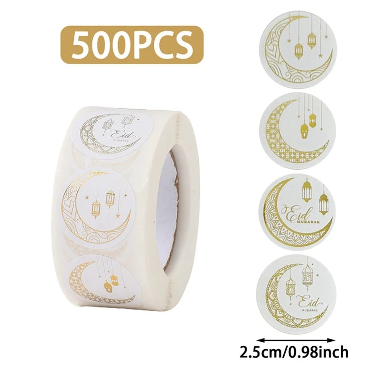 EID Mubarak Stickers Ramadan Decoration 2025 For Favor Gifts Label Ramadan Kareem Islamic Muslim Party Eid Al Adha Gifts