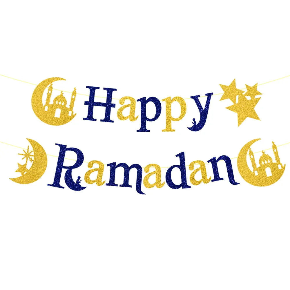 Umrah Mubarak Banners EID Mubarak Decoration 2025 for Home Bunting Banner Ramadan Kareem Islamic Muslim Party Eid Al Adha Gifts