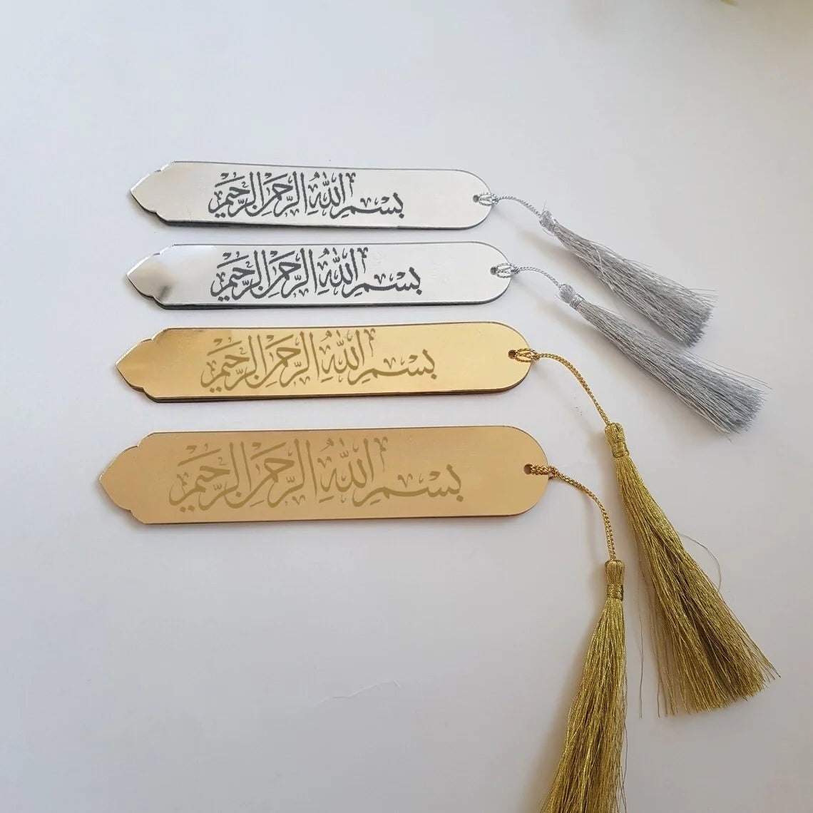 3pcs Bismillah Calligraphy Acrylic Bookmarks with Tassel Muslim Islamic Ramadan Kareem Eid Al Fitr Gift Accessories Festival