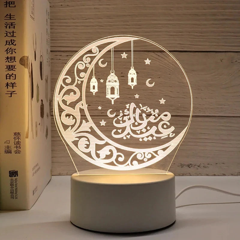 2026 Eid Mubarak Muslim Festival Decor Supplie Night LED Light Hanging Ornament Ramadan Kareem Decoration for Home Event Party