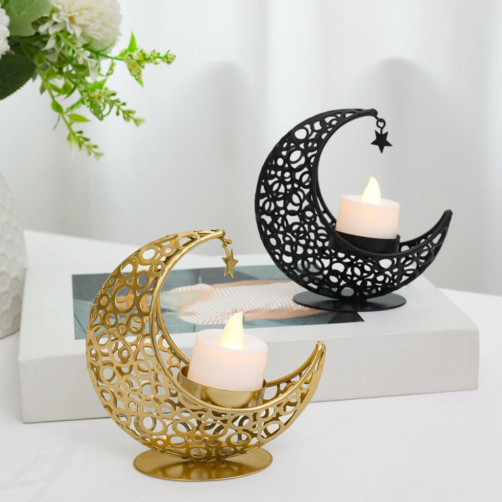 Ramadan Decor Moon Candlestick EID Mubarak Decor 2025 Home Candle Holder Ramadan Kareem Islamic Muslim Party Eid Al Adha Gifts