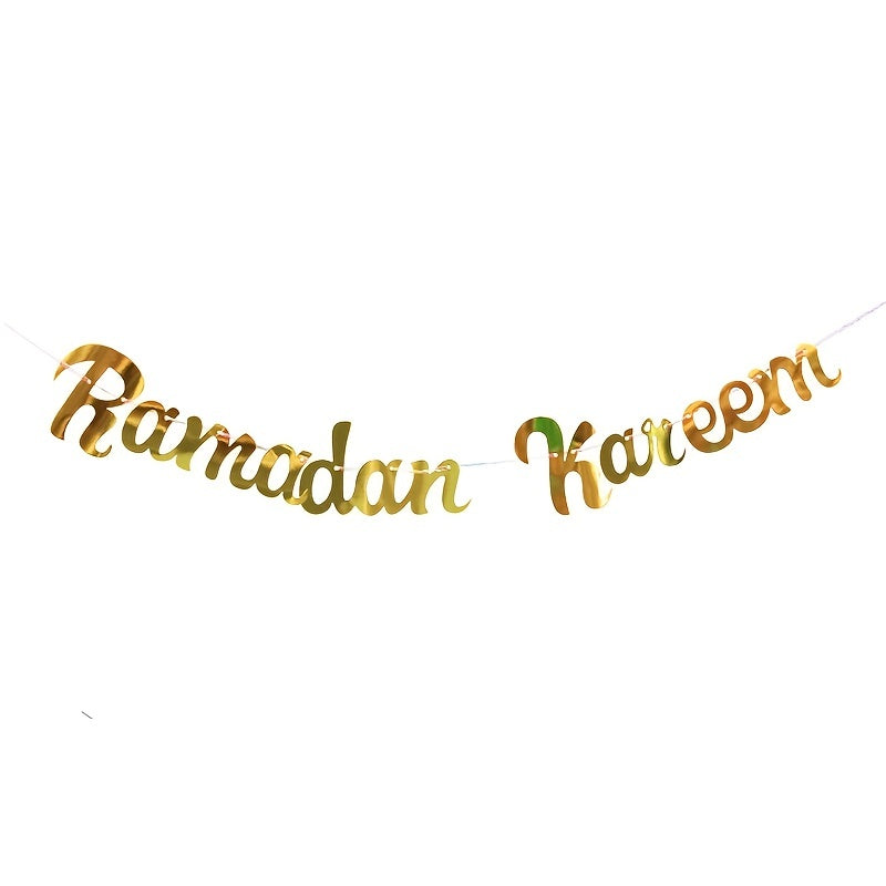 Gorgeous Golden Eid Mubarak & Ramadan Kareem Banner Add a Festive Touch to Your Party