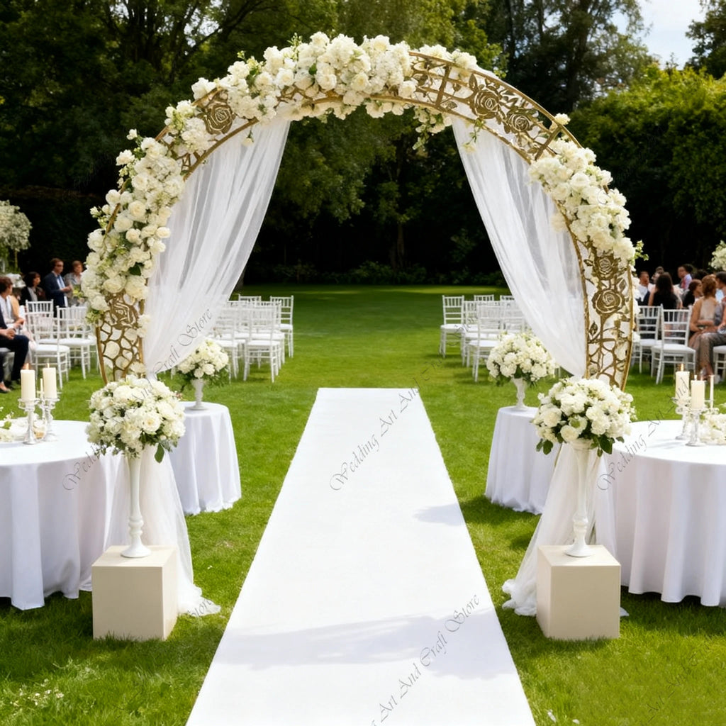 1pcs f30 83in Golden Stainless Steel Crescent Half Moon Wedding Arch Party Stage Backdrop Flower Stand Ballon Arch hh332