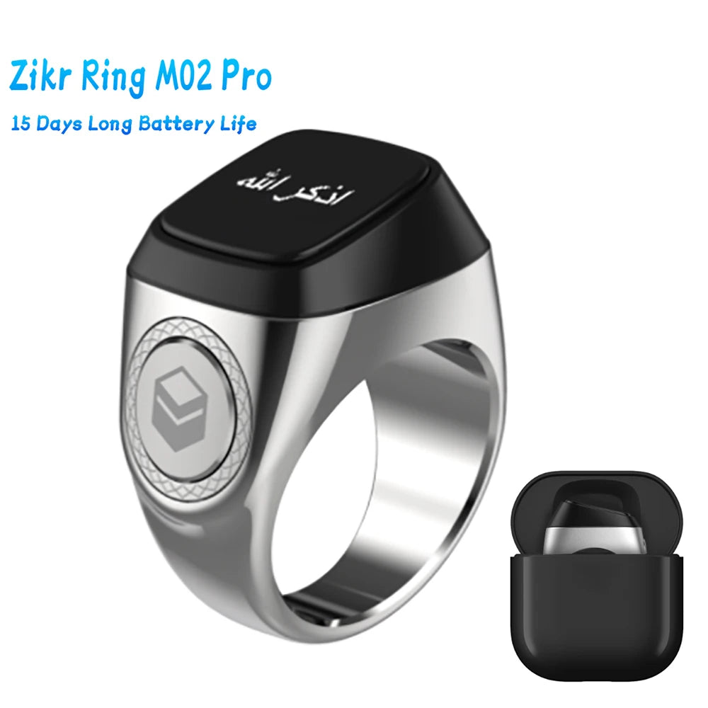 S6 Smart Zikr Ring Praise Tasbih Tally Electronic Digital Counter for Muslims Prayer Time Vibration Reminder Type-C Charge Count