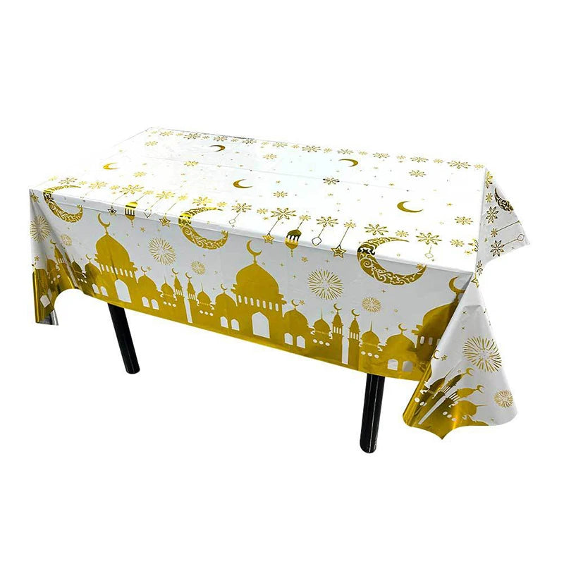 Eid Mubarak Party Decorations Mubarak Moon Star Foil Balloon Ramadan Dinner Table Decor  Islamic Party tablecloth Supplies