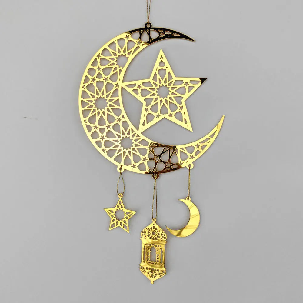 1PC Acrylic Ramadan Kareem Moon Star Wall Pendant Eid Mubarak Ornaments for Home Eid Al Fitr Muslim Islamic Holiday Party Decor