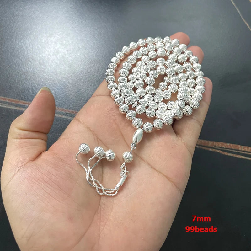 99 beads 100% Real 925 sterling silver Tasbih 925 pure silver Rosary Muslim bracelet islamic Ramadan luxurious Eid gift