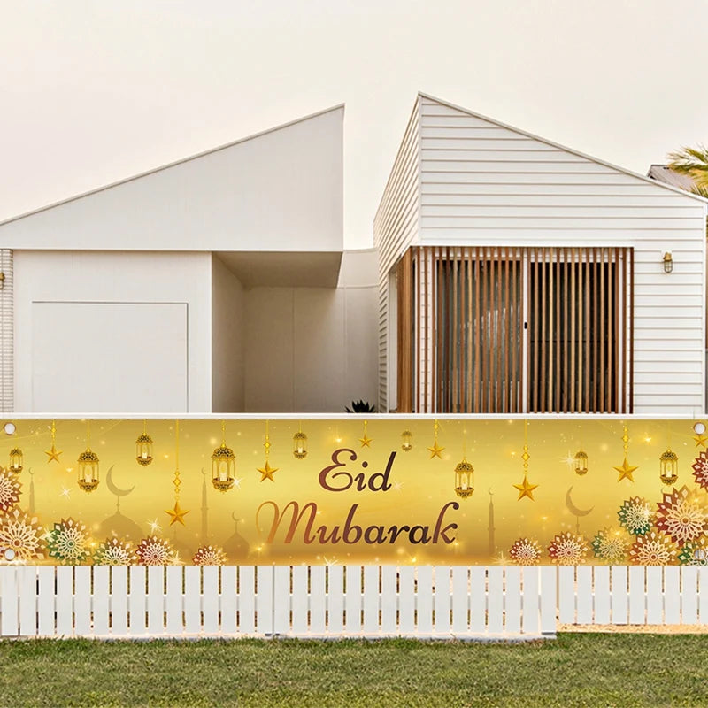 Eid Mubarak Outdoor Banner Flag Ramadan Decoration For Home Islamic Muslim Party Decor EID Gifts Abaya AL Adha Ramadan Kareem