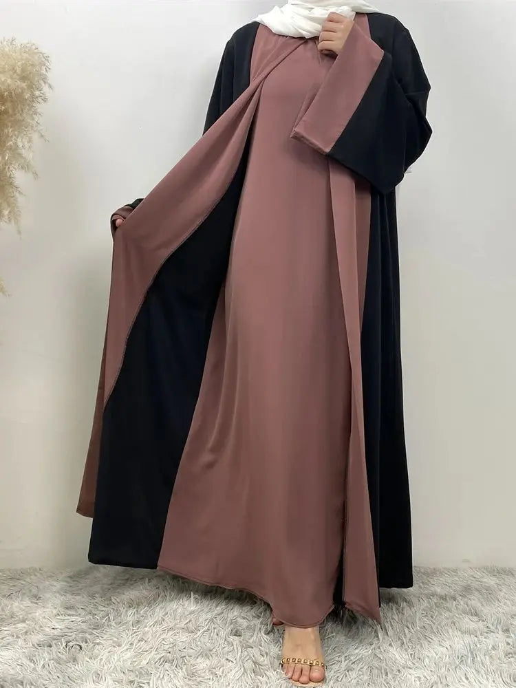 Ramadan Eid Luxury Splicing Two-Piece Style Abaya for Women – Dubai Kaftan Modest Islamic Dress Marocain Femme