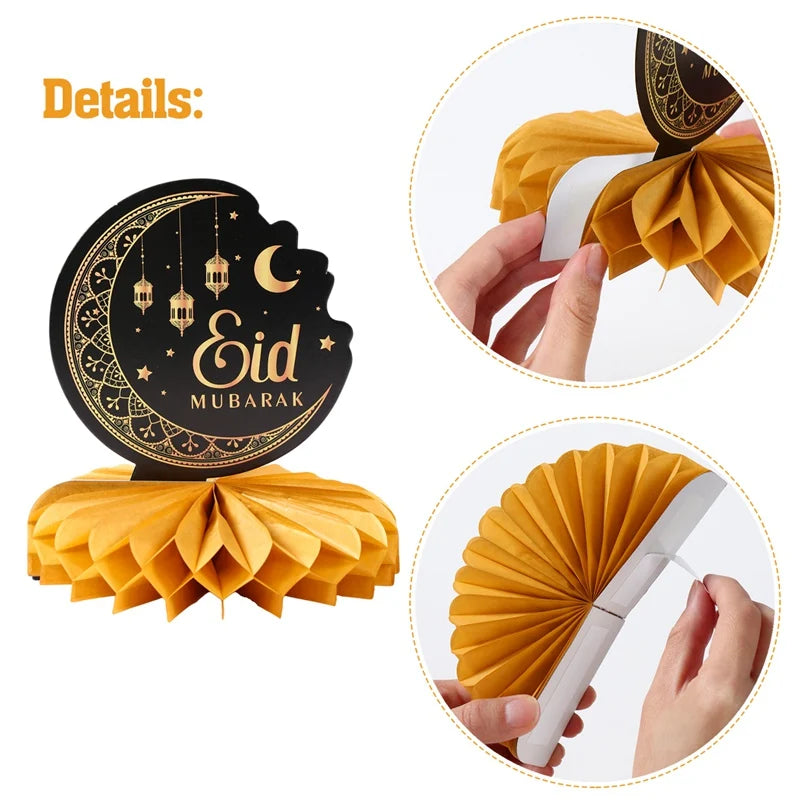 Eid Mubarak Honeycomb Desktop Decor Ramadan Decor 2025 Paper Eid Ornaments Ramadan Kareem Islamic Muslim Party Eid Al Adha Gifts