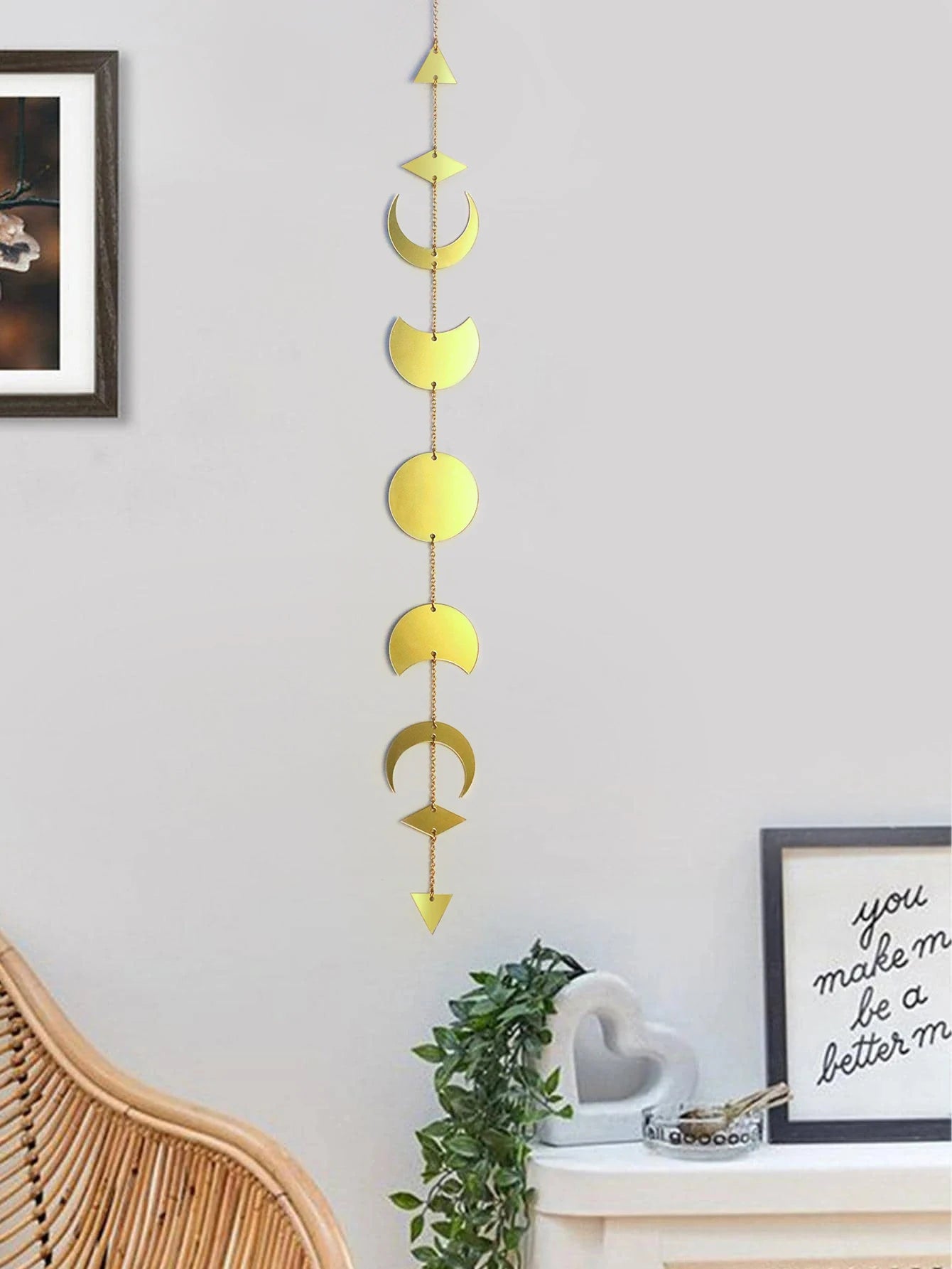 Ramadan Moon Phase Wall Decor - Eid Gold Acrylic Celestial Art，for Islamic Festival Home Decor, Astrology and Astronomy Inspired