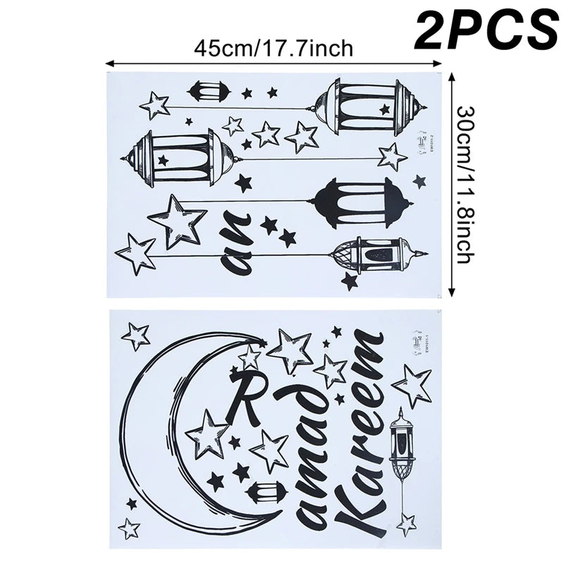 Eid Window Stickers Ramadan Decoration Eid Mubarak Decor for Home 2025 Ramadan Kareem Islam Muslim Party Supplies Eid Al-fitr