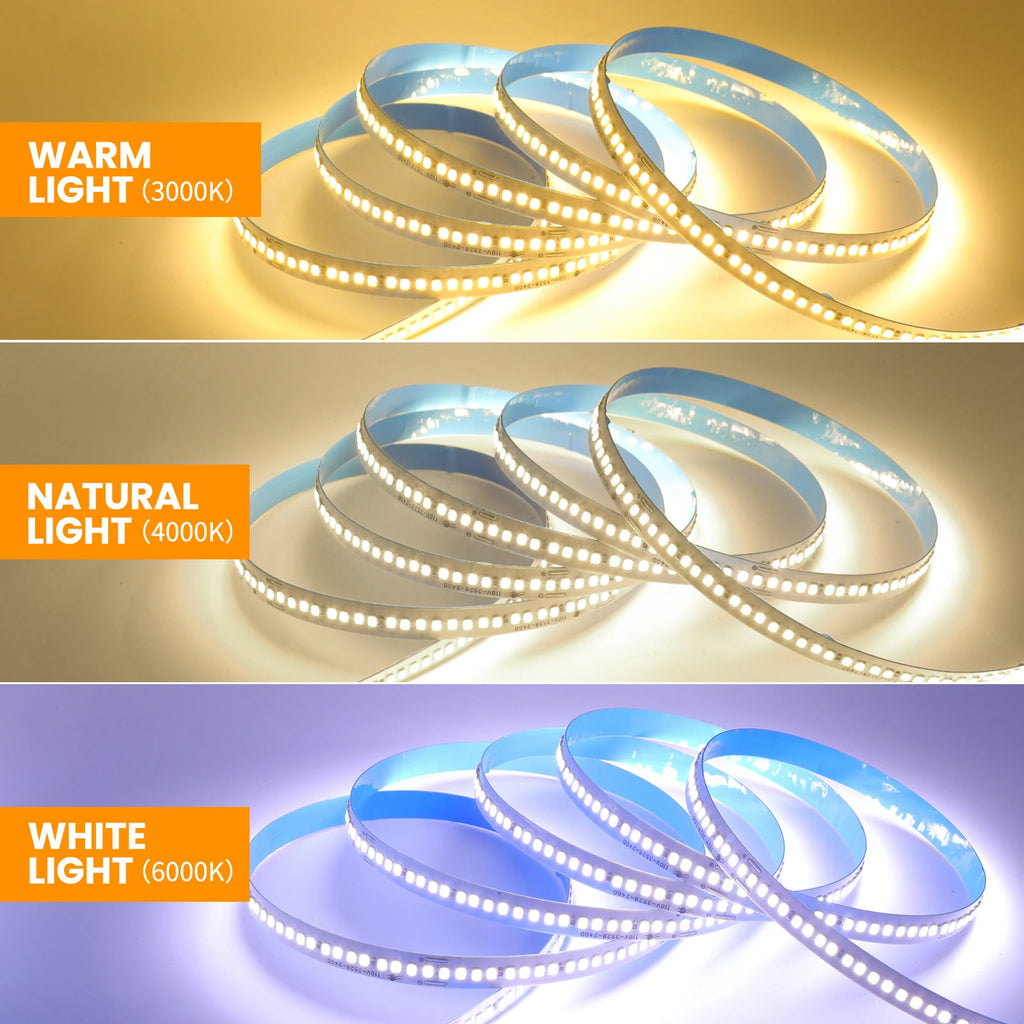 110V 220V LED Strip 2835 240LEDs/M Flexible 10CM Cuttable 5m 10m 15m 20m Soft Light Bar IP44 Waterproof Adhesive Tape Lamp