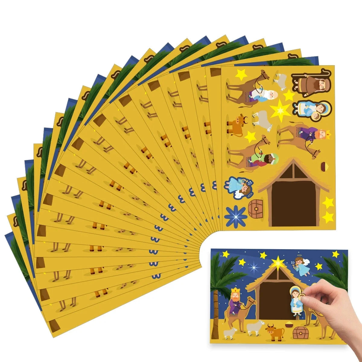 12Sheets Eid Mubarak DIY Stickers Kids Puzzle Game Toys Islam Muslim Party Supplies 2026 Ramadan Home Decoration Wall Sticker