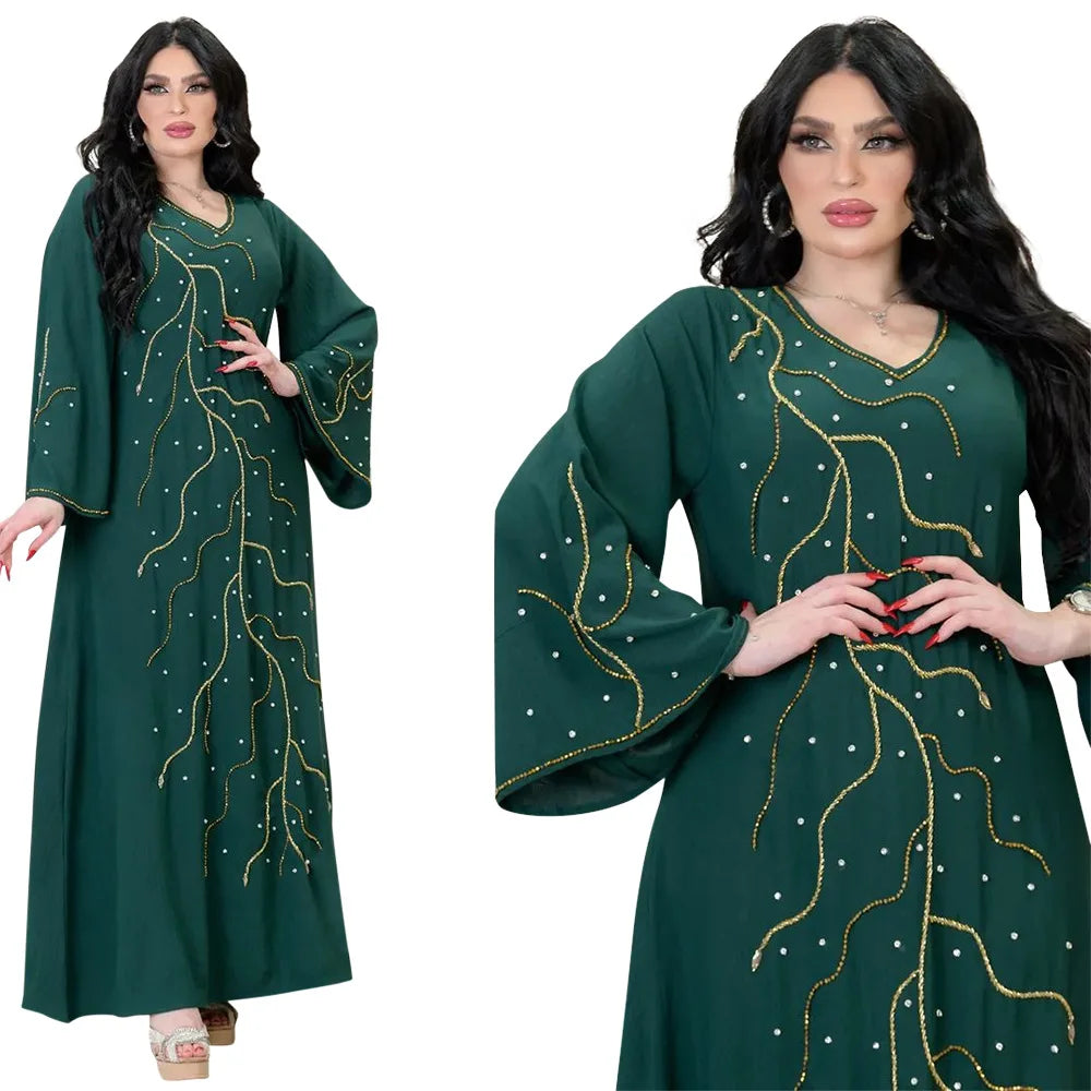 Caftan Eid Elegant Muslim Women Dress Ramadan Party Dubai Abaya Turkey Islam Long Evening Dresses Musulmane Elegant Vestidos