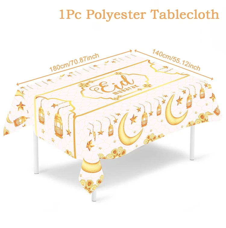 Eid Mubarak Tablecloths Ramadan Decoration 2025 for Home Islamic Muslim Party Decor Ramadan Kareem Tableware Eid Al Adha Gifts