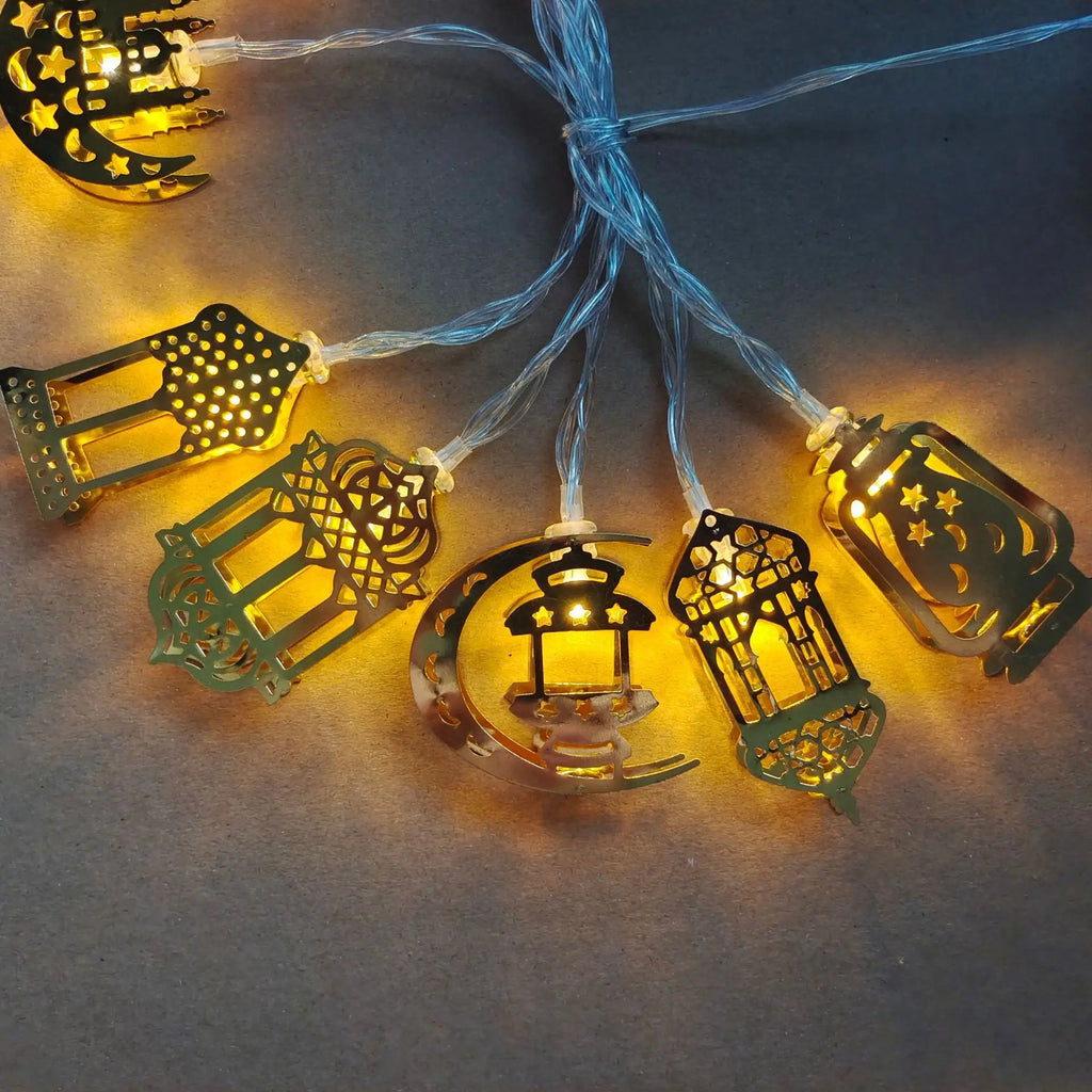 Moon Star LED String Light Castle Ramadan Kareem Decorati for Home Islam Muslim Party Festival Hanging Pendant Eid Al Adha Gifts