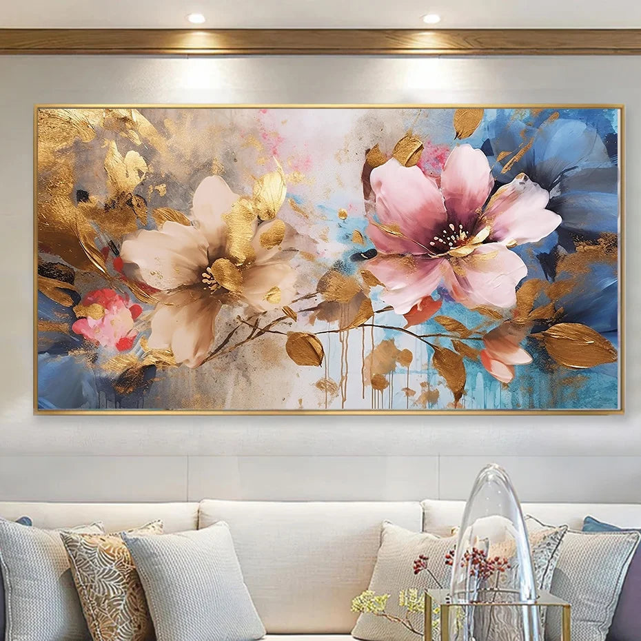 He Castle Decor-Golden Deer Wall Painting With Frame Big Size Wall Art For Living Room Bedroom Drawing Room Hotels-Wooden Framed