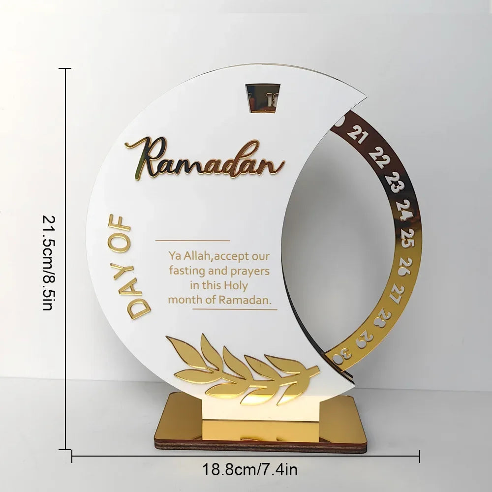 Rotatable Ramadan Countdown Advent Calendar with Base Eid Mubarak Table Ornament Islamic Muslim Party Decoration Kids Gift