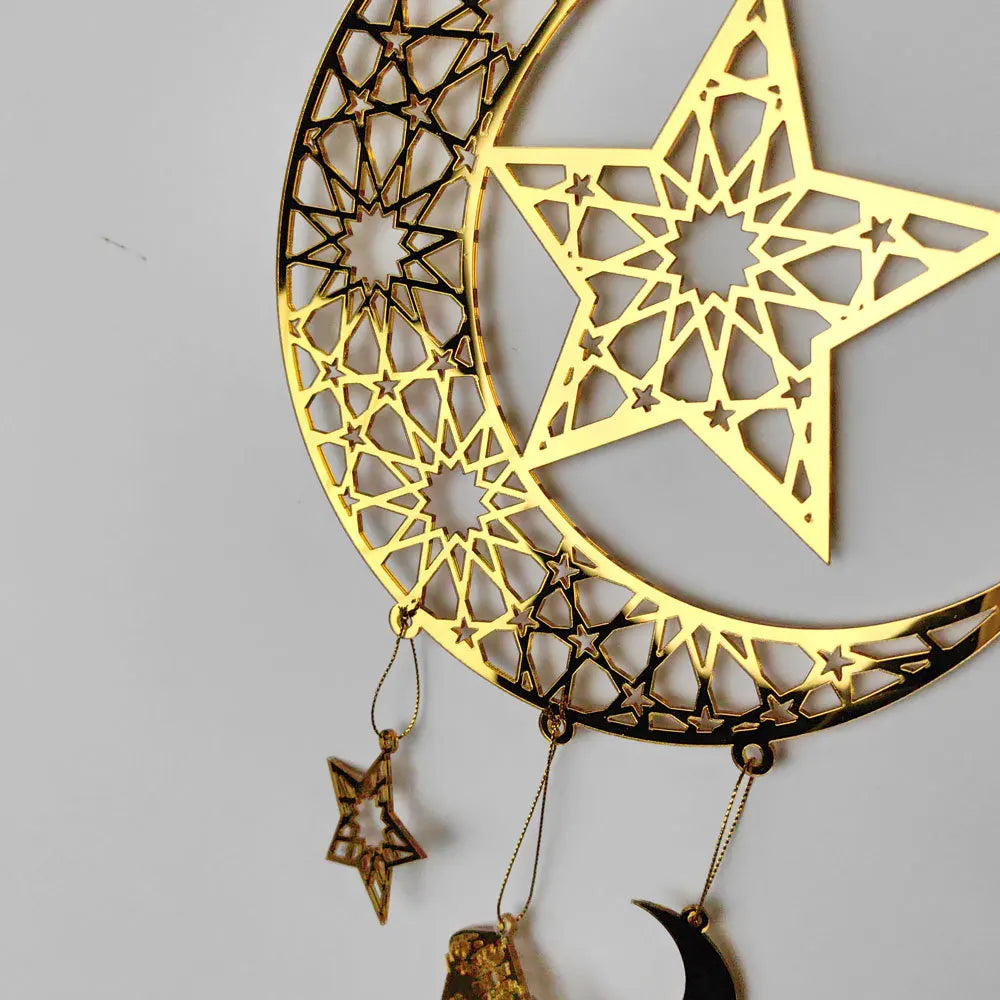 1PC Acrylic Ramadan Kareem Moon Star Wall Pendant Eid Mubarak Ornaments for Home Eid Al Fitr Muslim Islamic Holiday Party Decor