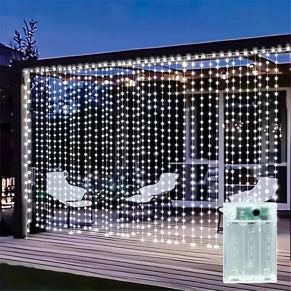 Wedding Outdoor Decor 2026 Ramadan Decoration Valentine's Day LED Curtain String Light Eid Mubarak for Home Fairy Battery Power