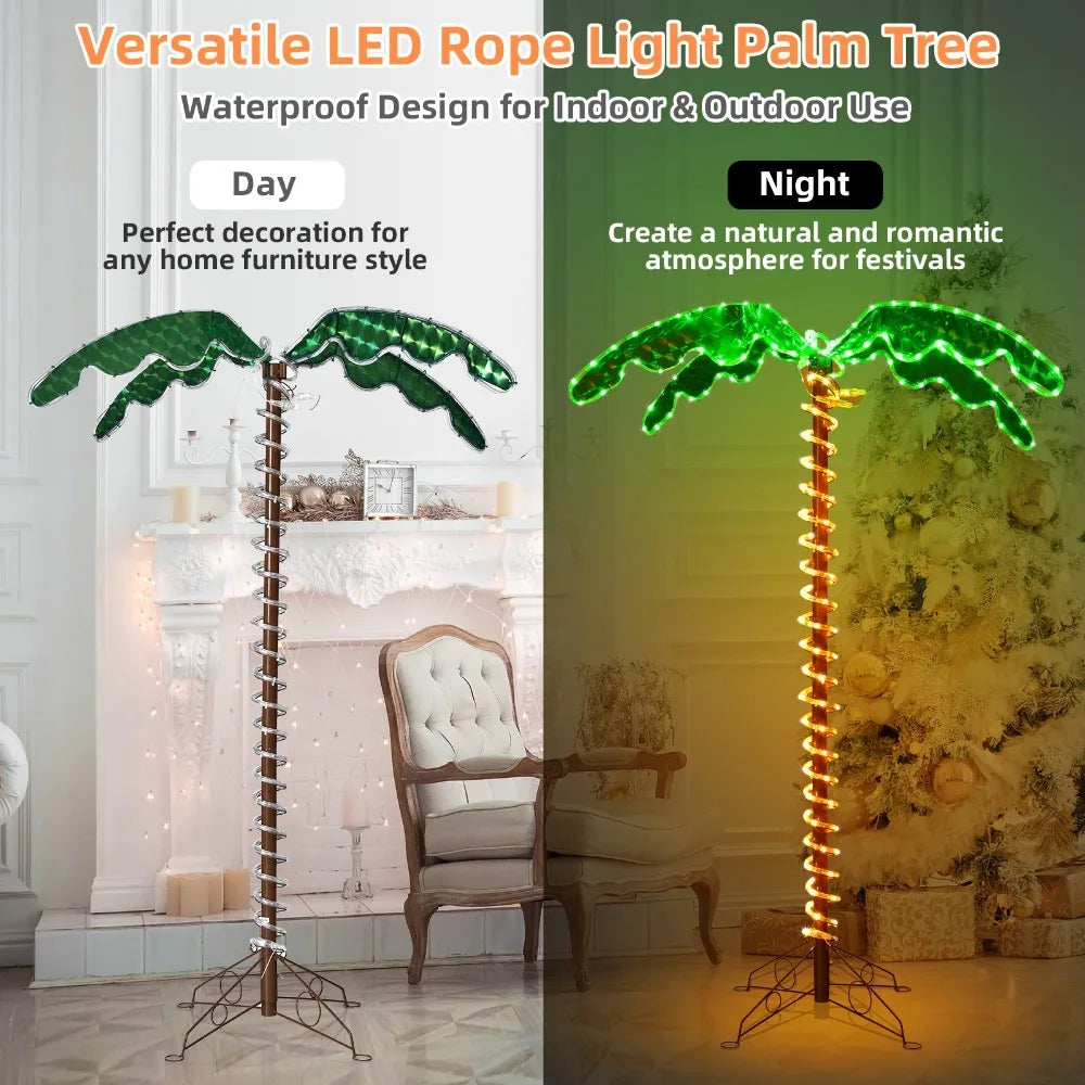 5 FT Tropical LED Rope Light Palm Tree Pre-Lit Artificial Tree Decor