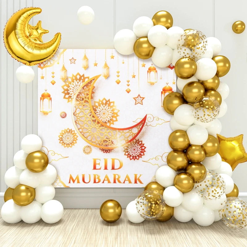 Ramadan Decorations 2026 Party Backdrops Ballons Set Islam Muslim Hanging Cloth Ballons Accessories Islamic Party Decorations