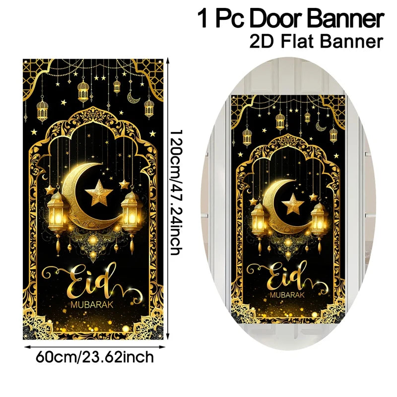 Eid & Ramadan Door Banner Hanging Flag Ramadan Decoration 2026 for Home Ramadan Kareem Ramadan Eid Muslim Party Eid Al-Fitr Gift
