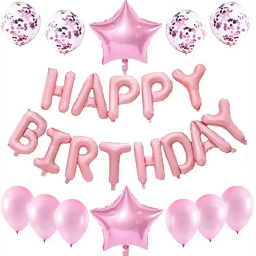 25pcs/set Happy Birthday Balloons Set Foil Letter Balloon Garland Bunting Banners Kids Birthday Party Babay Shower Decoration
