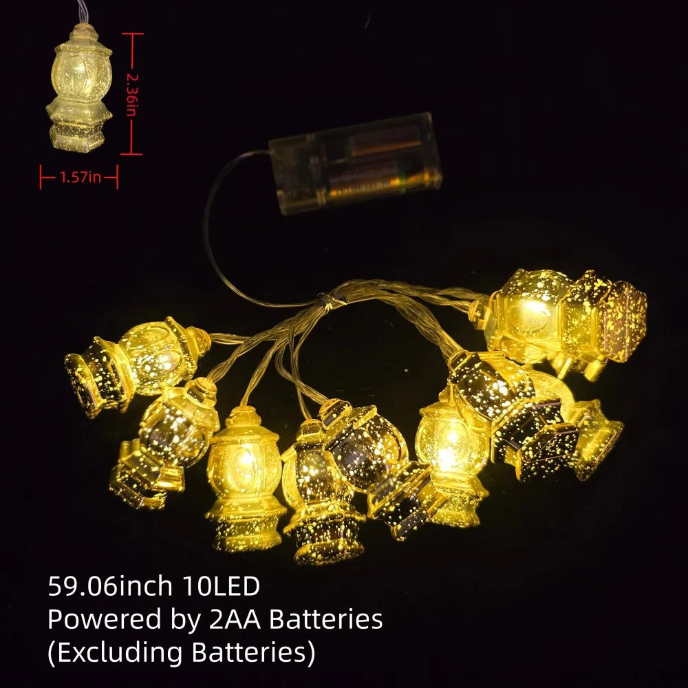 1PC 1.5M10LED Ramadan Moon Star Lantern Fairy String Lights,Battery Operated(Excl), for Ramadan Home Islamic Festival Light