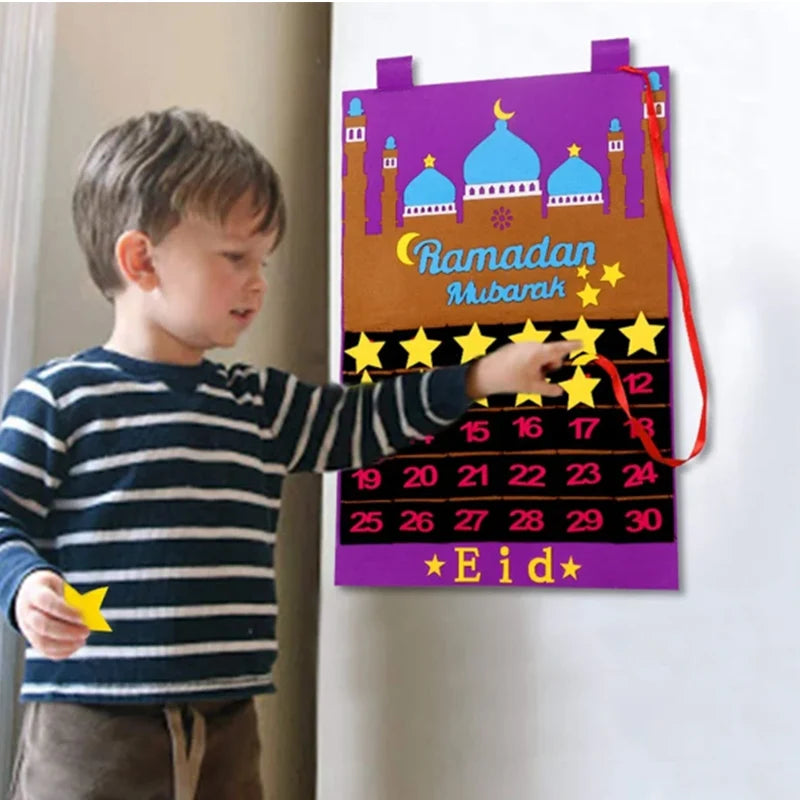 2026 Eid Mubarak Countdown Calendar Ramadan Muslim Party Hanging Calendar Decoration Craft Eid Al-adha Desktop Ornaments Gifts