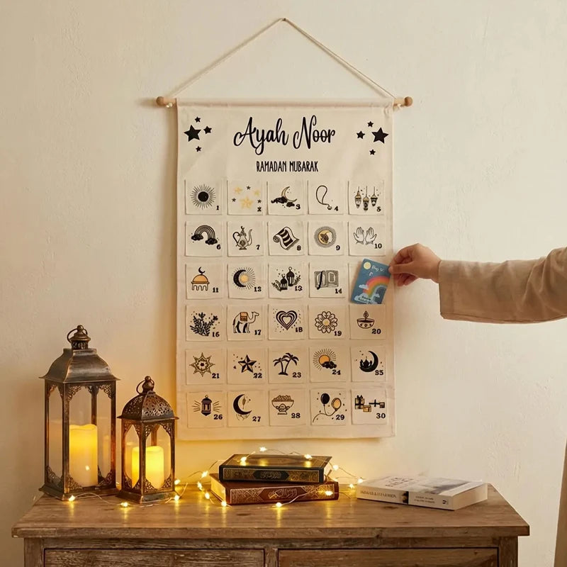 Personalized Ramadan Mubarak Countdown Mubarak Calendar Muslim Islamic Kid Boy Girl Eid-al Fitr Gift Home Wall Hanging Decorate