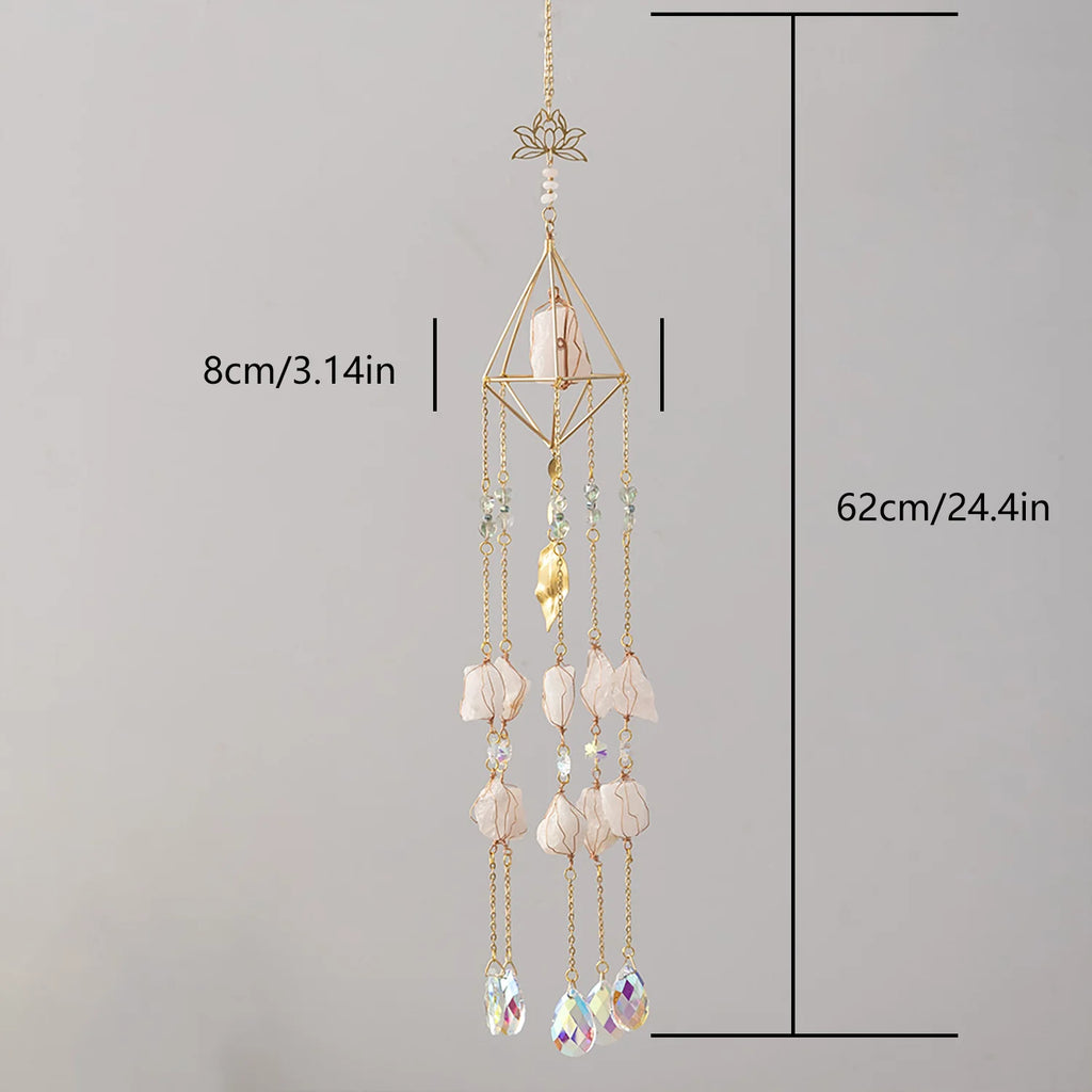 Natural Agate Dream Catcher Wall Hanging Moon Star Sun Crystal Stone Dream Catcher Garden Bedroom Agate Wall Hanging Decorations