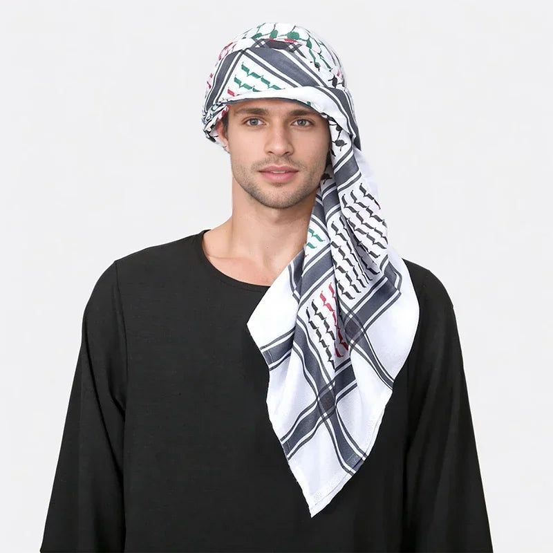 Islamic Print Polyester Scarf Men Arab Headwear Hijab Scarf Turban Arabic Headcover For Women Muslim Clothing Prayer Turbante