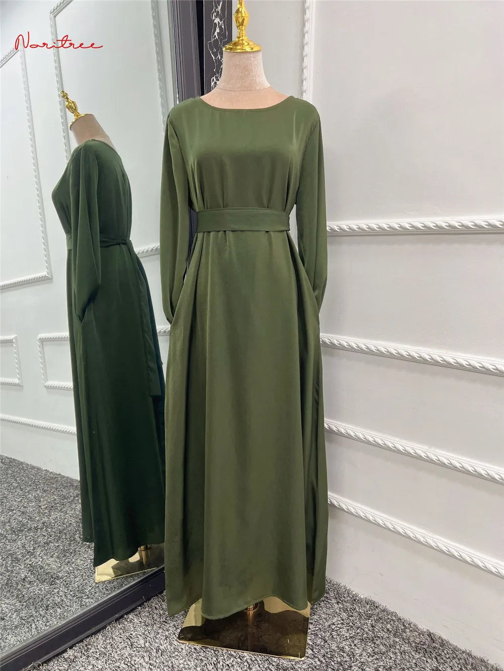 Fashion Sliky Djellaba Muslim Dress Dubai Full Length Flare Sleeved Soft Abaya Dubai Turkey Muslim Islam Robe WY921