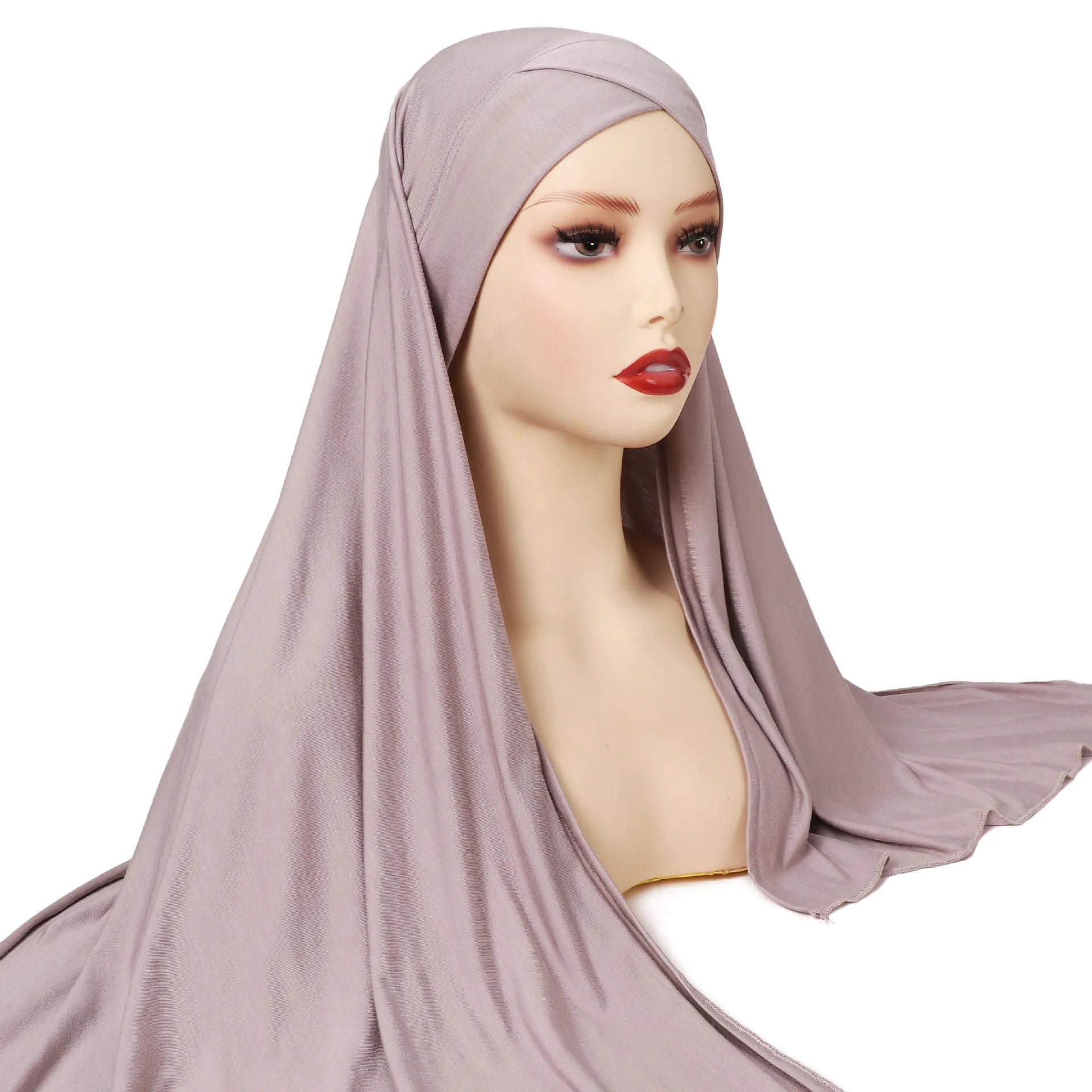 Women Turban Modal Jersey Hijab Lightweight Soft Forehead Cross Instant Hijab Shawls and Wraps Muslim Stretch Head Scarf Mujer