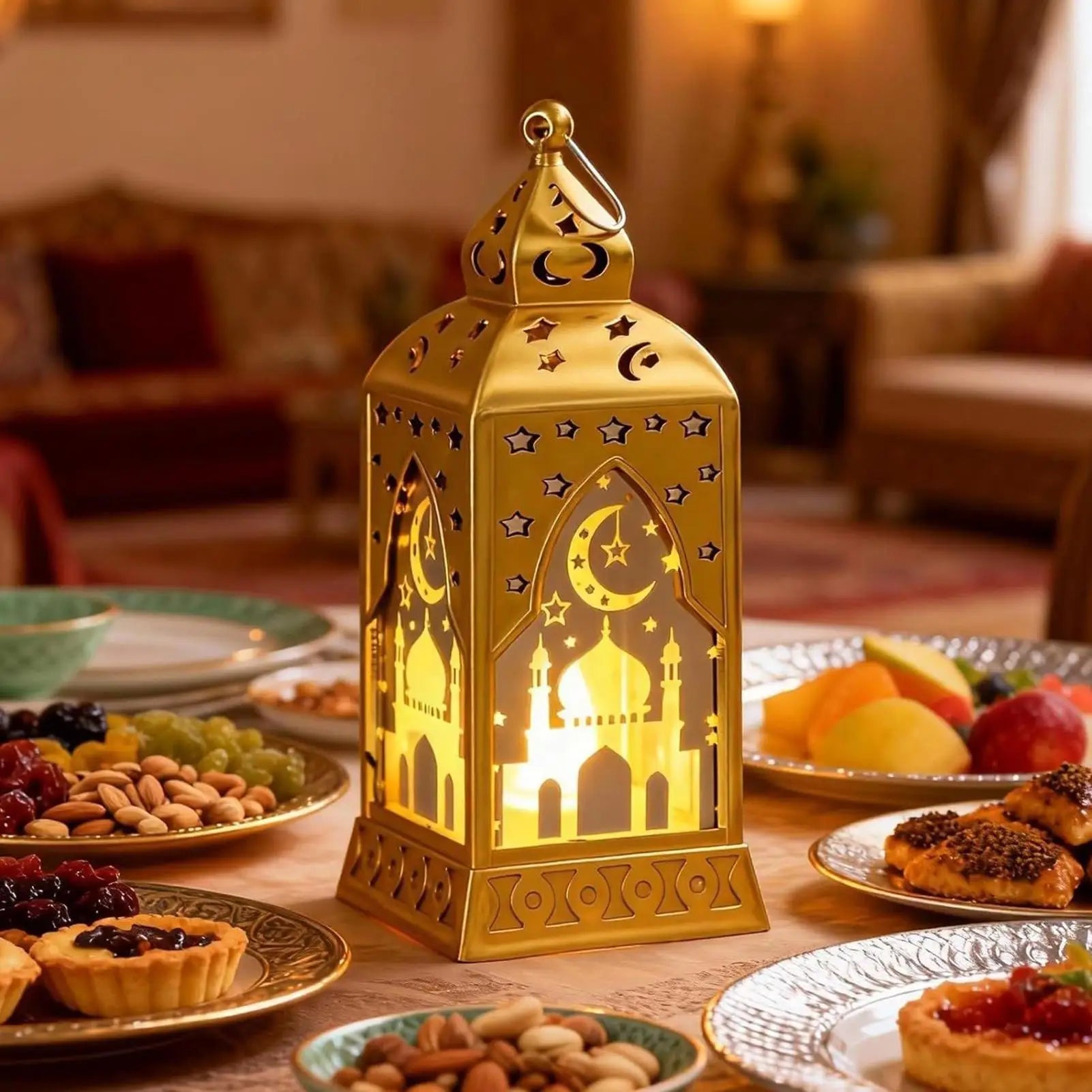 Muslim Ramadan Lantern Decor Ornament EID Mubarak LED Festival Night Light Eid Al Adha Gift Ramadan Decoration for Home