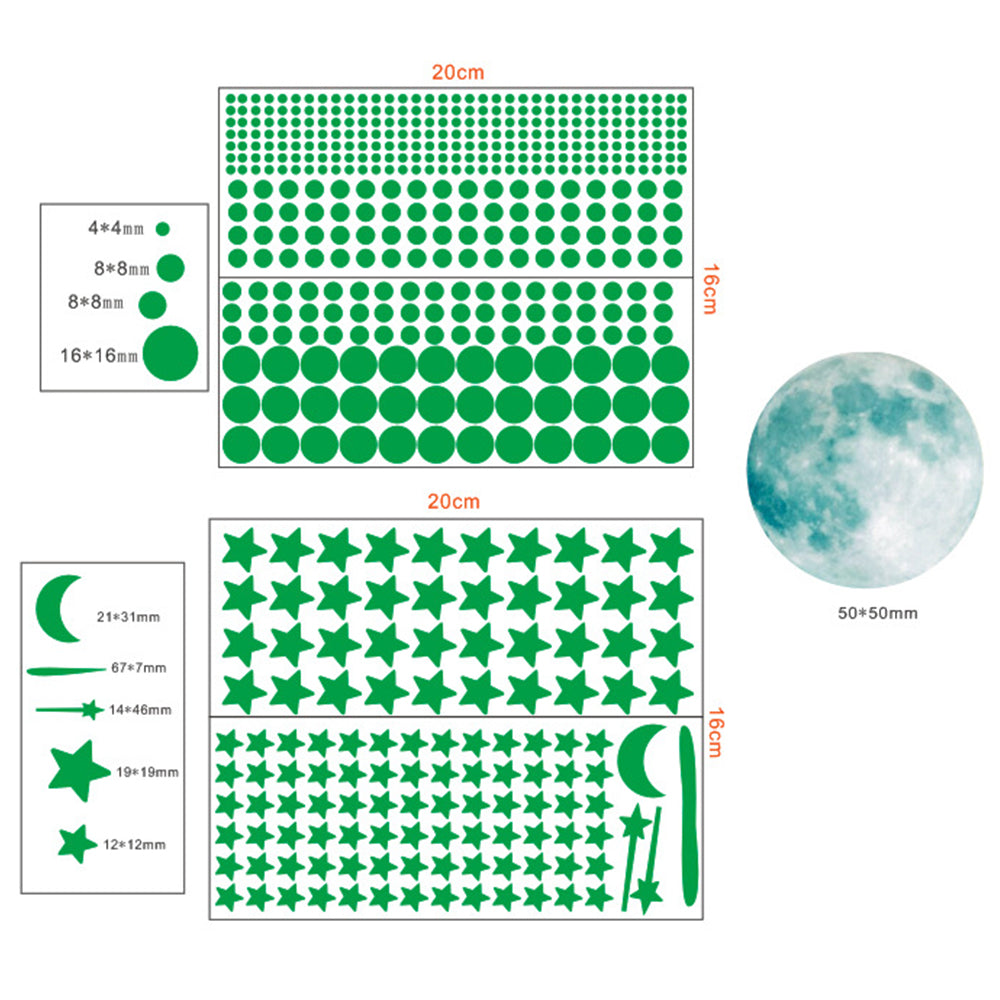 637/849Pc Luminous Moon Stars Wall Stickers PVC Glow in the Dark 3D Home Decoration Wall Decals Set for DIY Kids Bedroom Ceiling