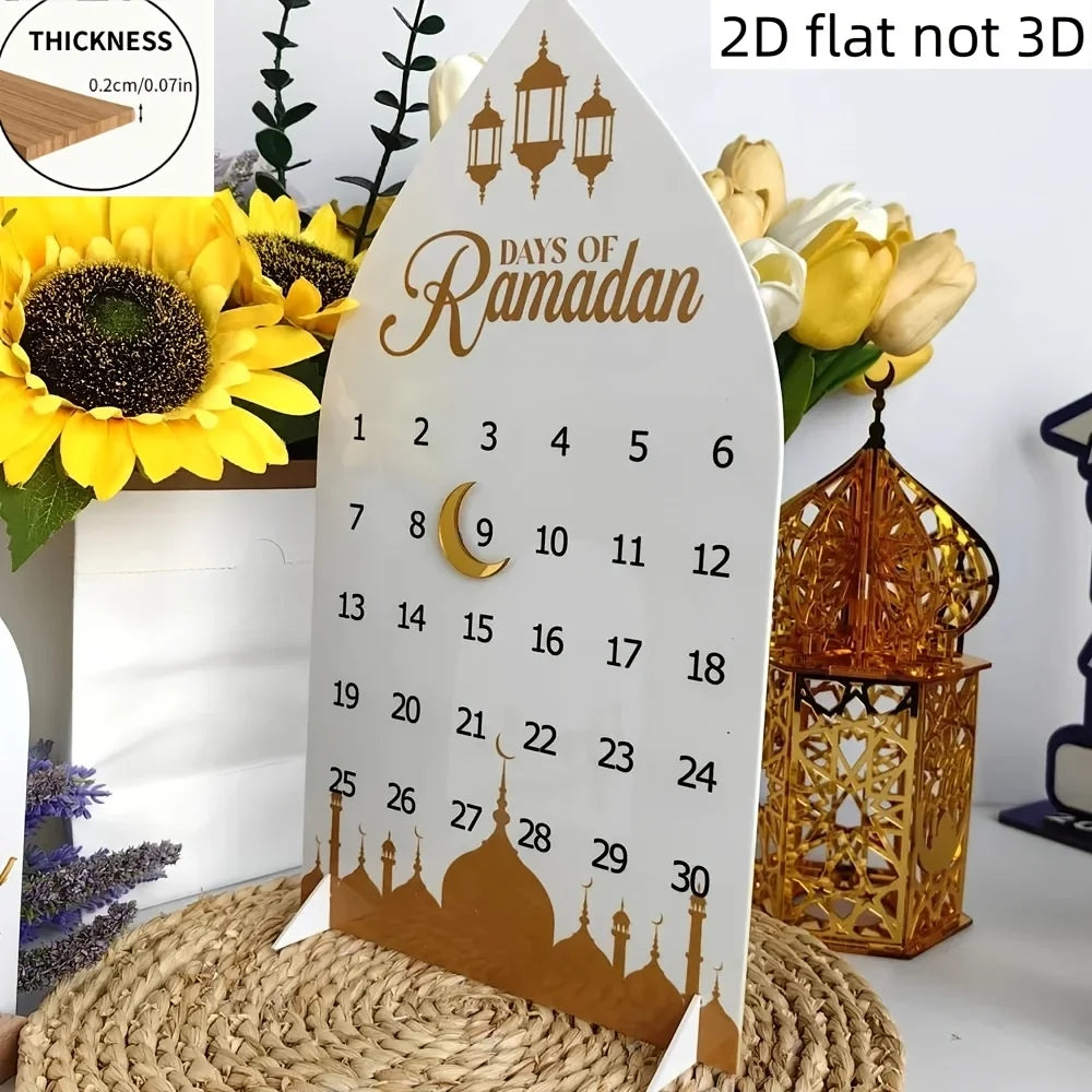 30-Day Ramadan Countdown Calendar  Arabic/English Dates & Numbered Days Contemporary Ramadan Decorations for Home Table
