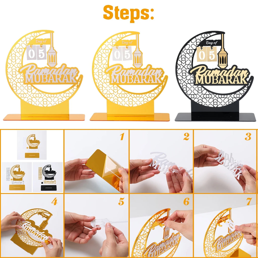 Ramadan Kareem Countdown Calendar Ornament Eid Mubarak Decoration 2025 For Home Muslim Islamic Festival Eid Al-Fitr Party Favors