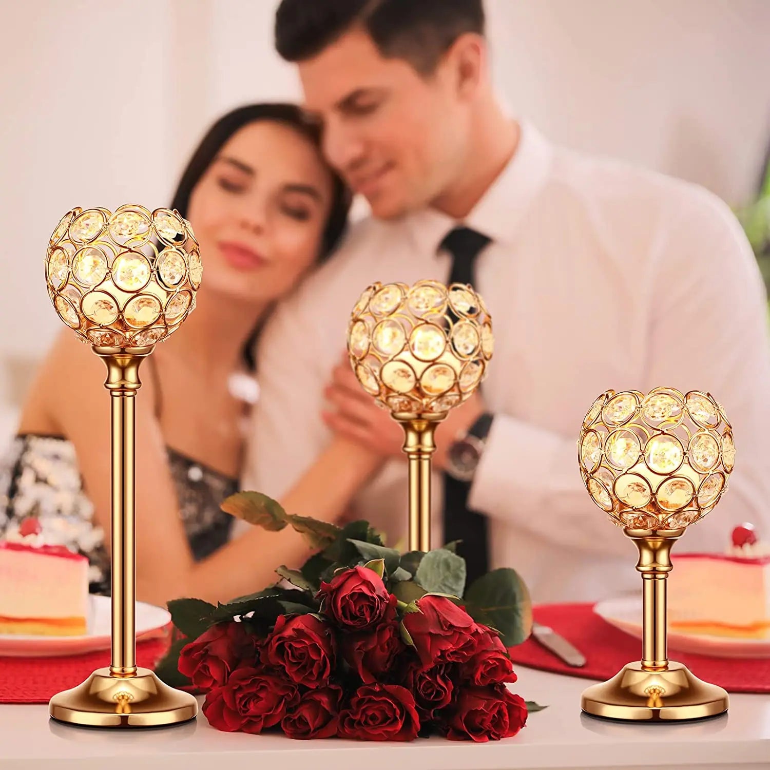Crystal Candle Holder Modern Tealight Candlestick Home Christmas Party Candle Stand Wedding Dinning Table Centerpiece Decoration