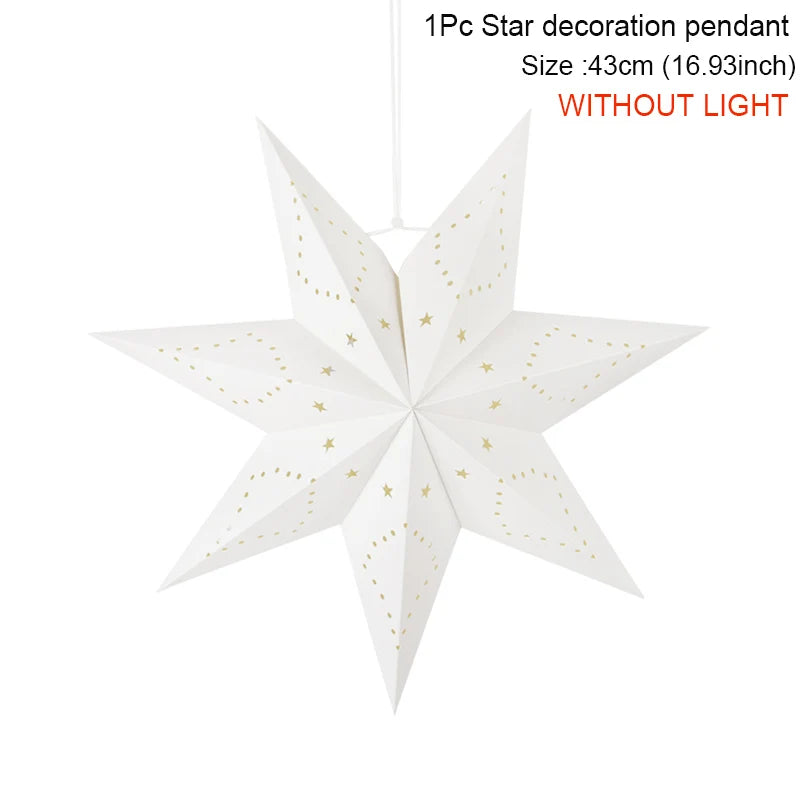 30-60cm Hollow Star Lights Eid Mubarak LED Star Lantern Pendants Ramadan Wedding Decoration Islamic Muslim Party Home Decor Gift